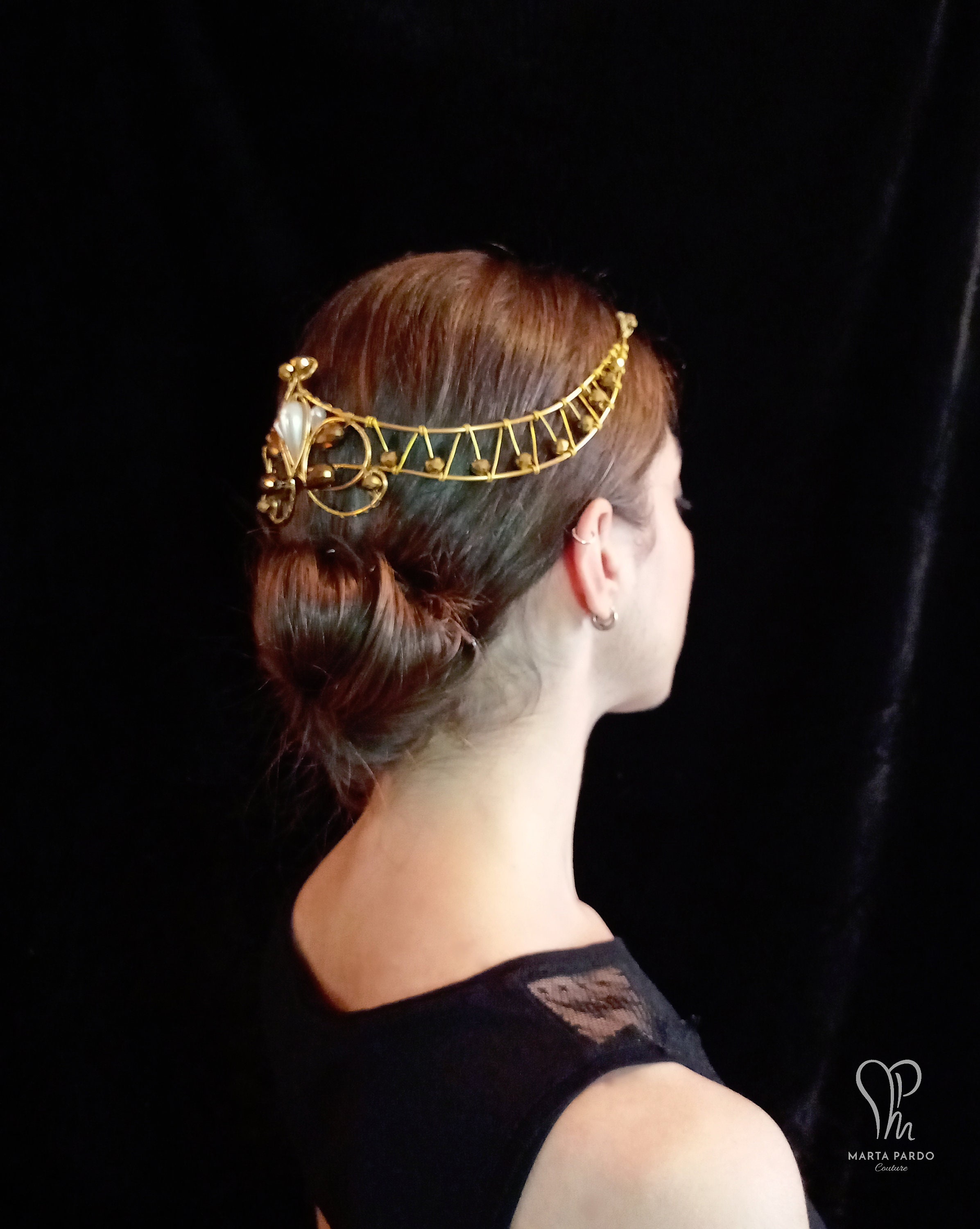 Ballet Tiara SADE Customizable Silver/gold Wire Tiara, Faceted