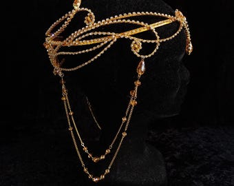 Elfen Haarreif ANYEL gold - individualisierbar - mittelalterlich Fantasy Braut Krone, Fairycore Hochzeit Kopfschmuck