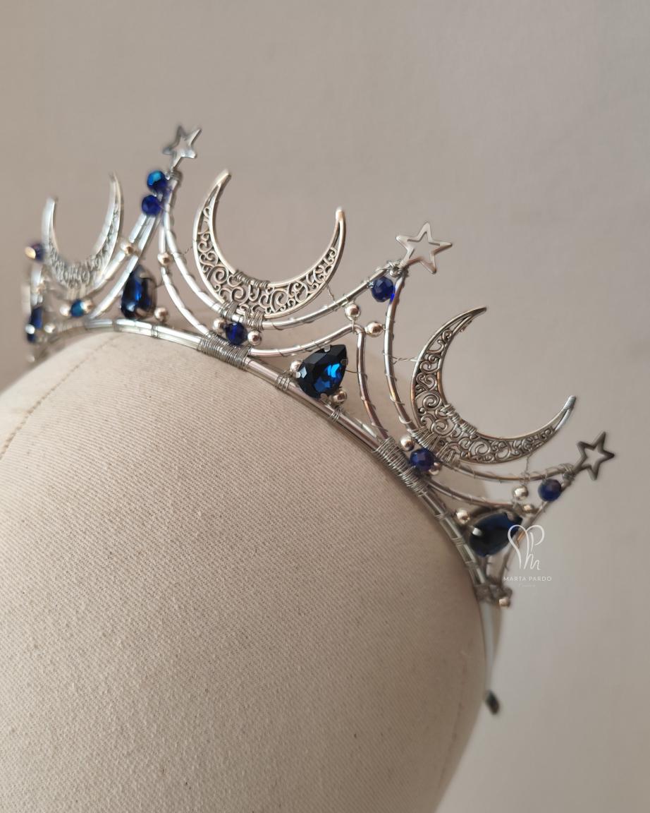 Fantasy Tiara MONA - Silver Moons and Stars, Royal Blue  display picture 1