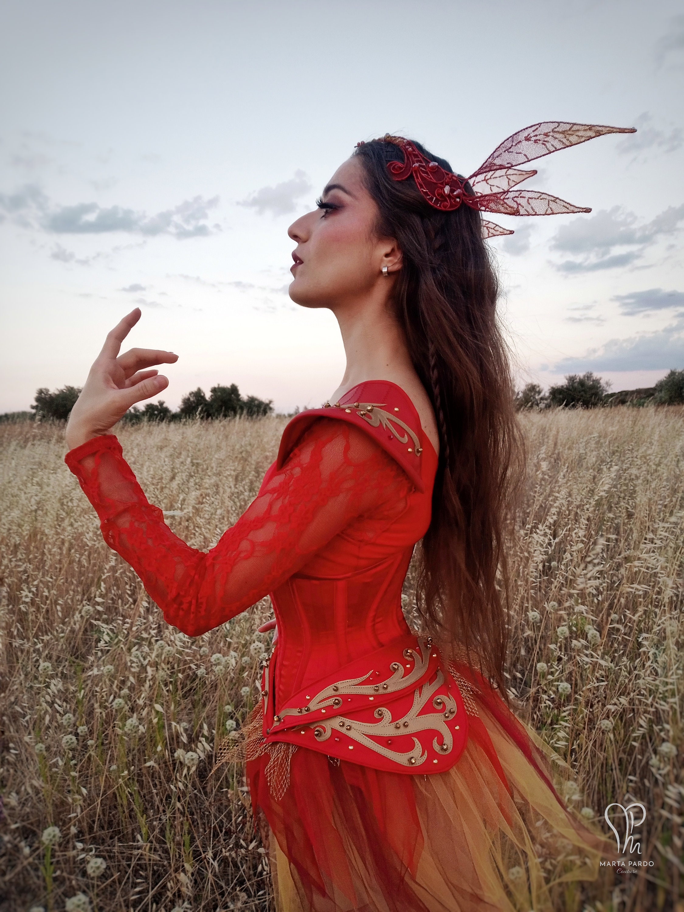 fire fairy dress Sample Corset Costume FIRE FAIRY - Red & Gold, Including Bodysuit With  Epaulettes - Fantasy Cosplay, Firebird