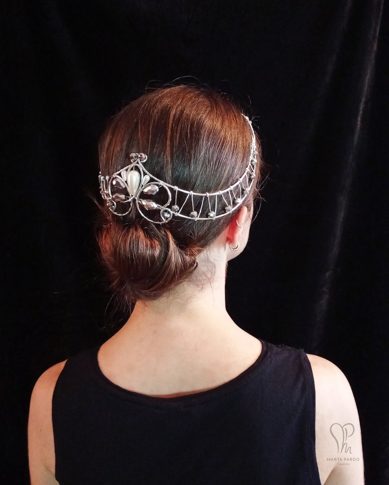 Ballet Tiara SADE Customizable Silver/gold Wire Tiara, Faceted