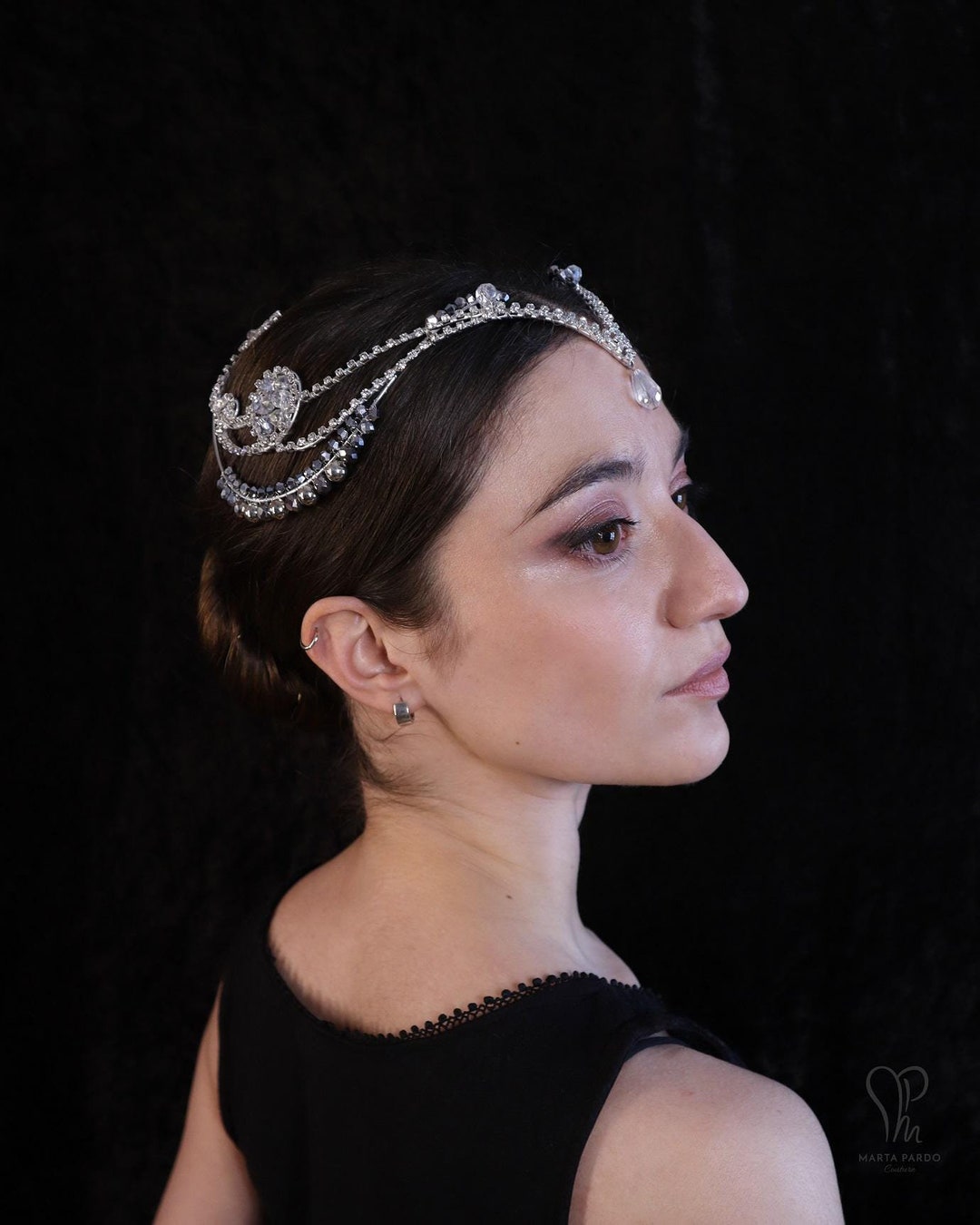 Ballet Headpiece BLANCA - Customizable: Gold/silver, Crystal Chain ...