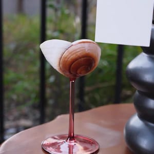 Bun Seashell Goblet, Wine Red Stem Shell Chalice, Unique Barware Art Decor