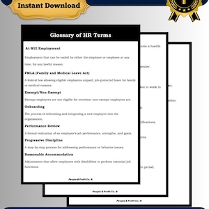 Mini HR Glossary for Small Business | Essential HR Terms & Definitions | Quick HR Reference Guide | Digital Download
