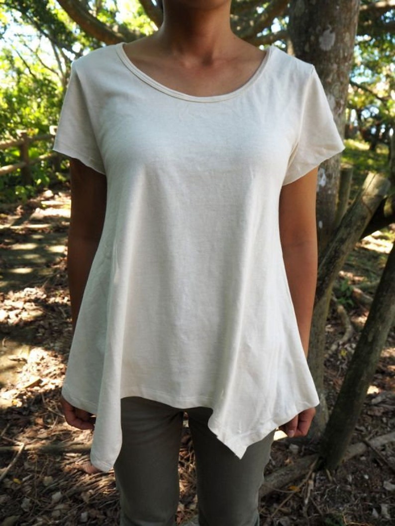 Original-hemp Organic Cotton Jersey A-line T-shirt 3colors,asymmetry ...
