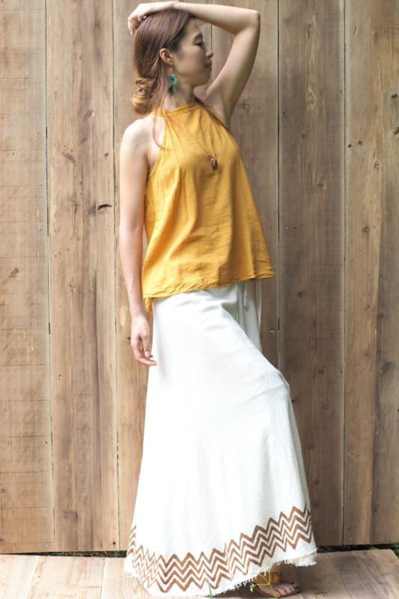 Earthy Manu Wrap Skirt with Tribal Block Print tribal skirt festival clothing maxi wrap skirt block print skirt Cotton Wrap Skirt