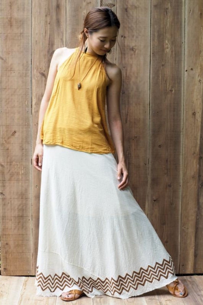 Earthy Manu Wrap Skirt with Tribal Block Print tribal skirt festival clothing maxi wrap skirt block print skirt Cotton Wrap Skirt