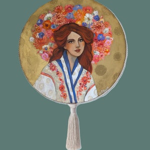 Portrait of redhead flower woman on round format. Elvira image 7