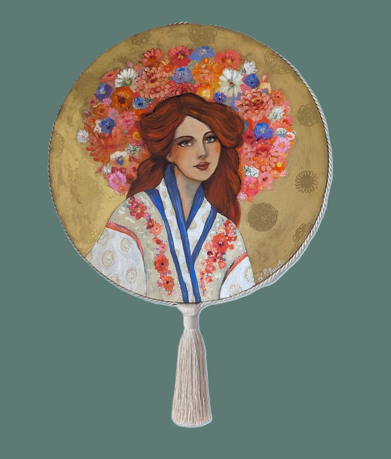 Portrait of redhead flower woman on round format. Elvira image 7