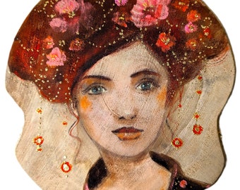 Portrait d'une femme romantique sur bois. Lina.