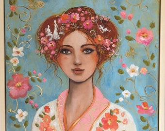 Portrait de femme romantique aux couleurs de printemps. Adrienne