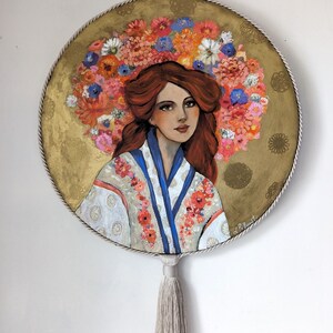 Portrait of redhead flower woman on round format. Elvira image 5