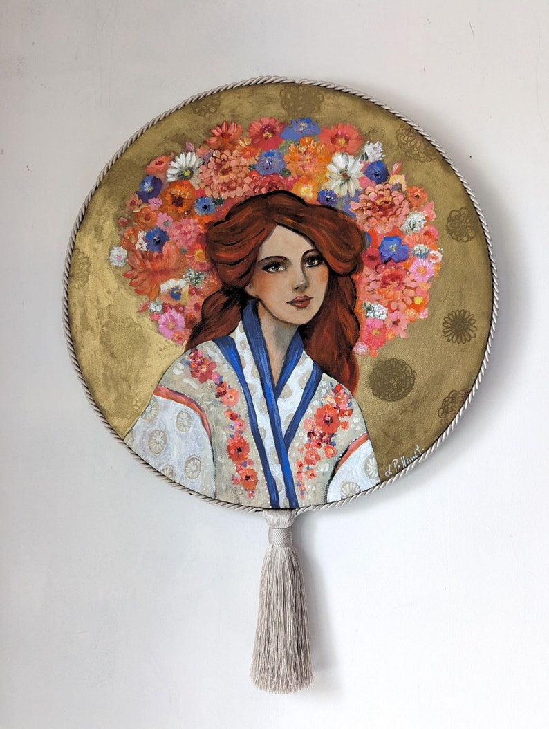 Portrait of redhead flower woman on round format. Elvira image 5