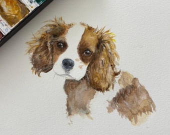 Watercolor Dog Portrait From Photo | A5 Custom Pet Painting | Personalized Gift