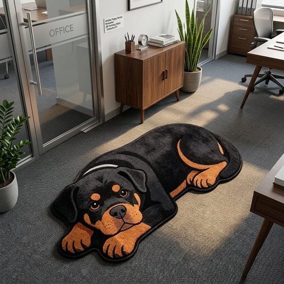 Rottweiler Dog Rug, Black Orange Area Rug for Kids Room & Playroom