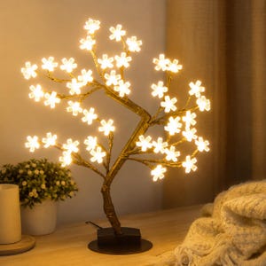 LED-bloemboomlamp, bonsailamp, kersenbloesemdecoratie | Moederdagcadeau, verjaardagscadeau, slaapkamer- en woondecoratie, 45 cm