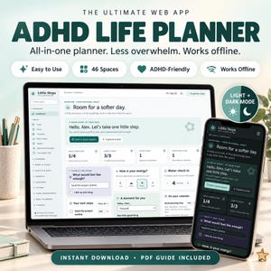 Aplicativo web HTML para planejamento digital de TDAH, planejamento semanal e mensal, rastreador de hábitos, uso offline.