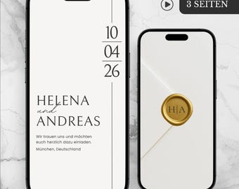 Elegant Wedding Invitation Template, Digital Phone Invite, German Hochzeit Wax Seal