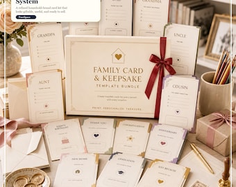 Printable Family Card and Keepsake Template Bundle, Cards for Parents Grandparents Relatives, Editable Family Memory Kit