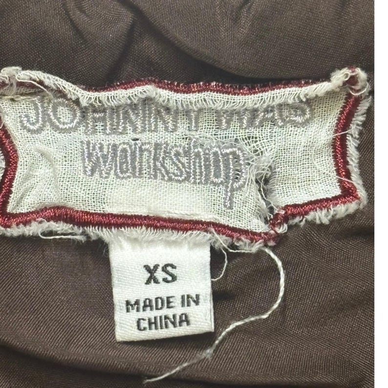 Bluzka Johnny Was Rosalva damska XS z brązowego jedwabiu z haftem w stylu wiejskim zdjęcie 12