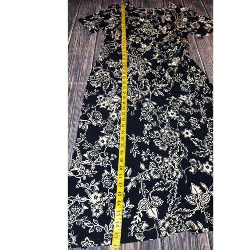 Johnny Was Womens XXL Black Cream Floral Maxi Dress Short Sleeve Tie Side Boho image 5
