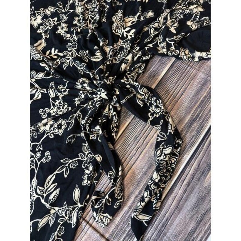 Johnny Was Womens XXL Black Cream Floral Maxi Dress Short Sleeve Tie Side Boho image 14