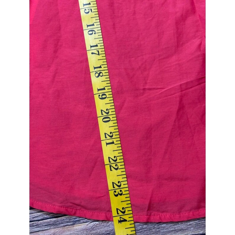 Tommy Bahama Peasant Blouse Womens M Coral Red Cotton Silk Balloon Sleeve Top image 5