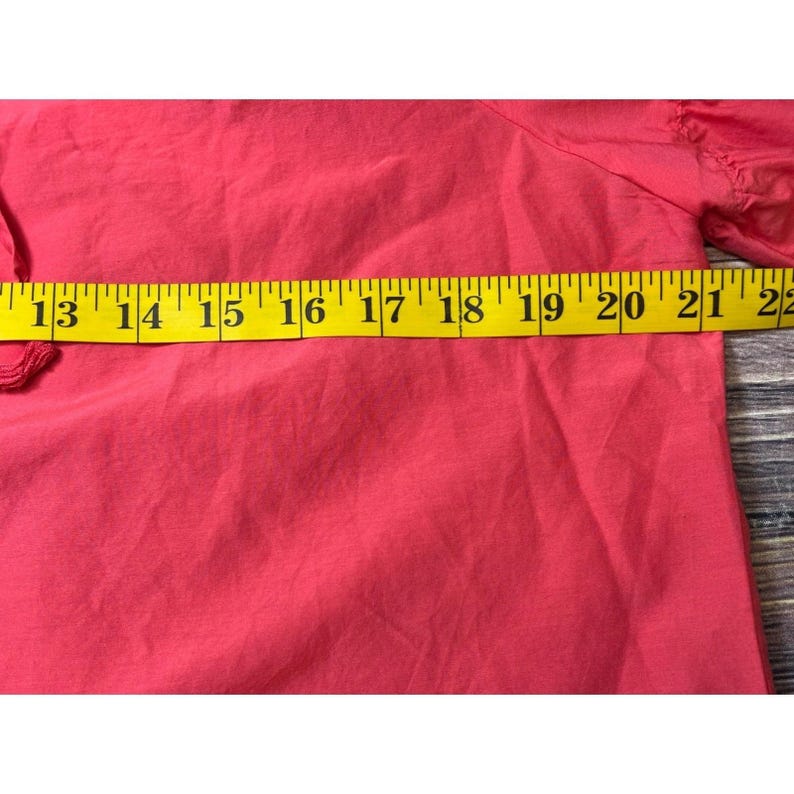 Tommy Bahama Peasant Blouse Womens M Coral Red Cotton Silk Balloon Sleeve Top image 7
