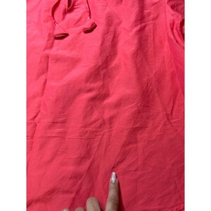 Tommy Bahama Peasant Blouse Womens M Coral Red Cotton Silk Balloon Sleeve Top image 10