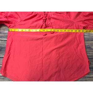 Tommy Bahama Peasant Blouse Womens M Coral Red Cotton Silk Balloon Sleeve Top image 6