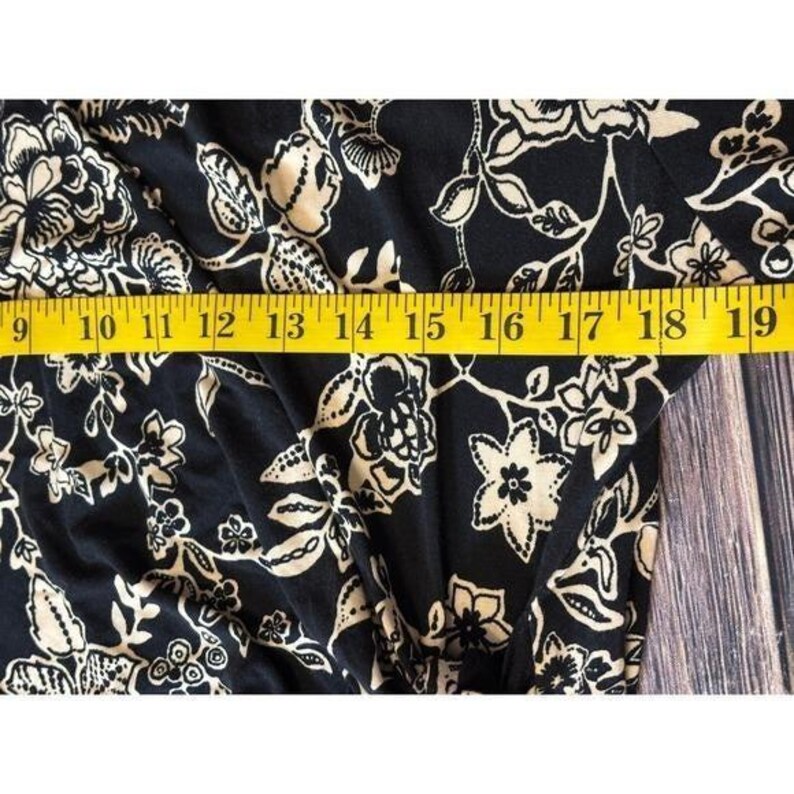 Johnny Was Womens XXL Black Cream Floral Maxi Dress Short Sleeve Tie Side Boho image 8