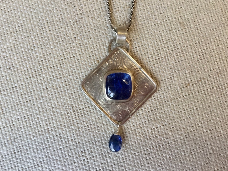 Blue Tanzanite Square Necklace