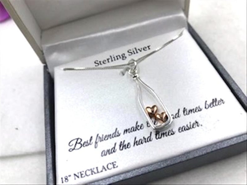 Timeless Sterling Silver Pendant 2 Hearts in a Bottle on Chain in Original Box Best Friends Necklace Neck-11038a-061719015