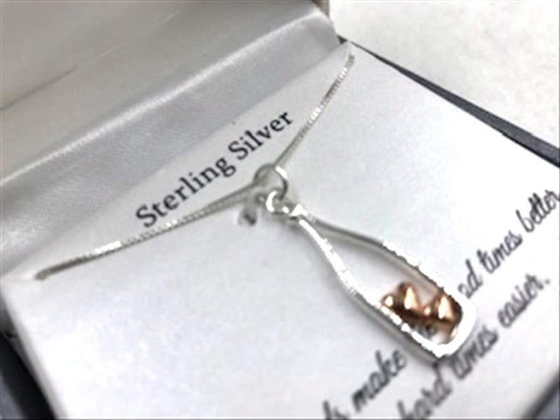 Timeless Sterling Silver Pendant 2 Hearts in a Bottle on Chain in Original Box Best Friends Necklace Neck-11038a-061719015
