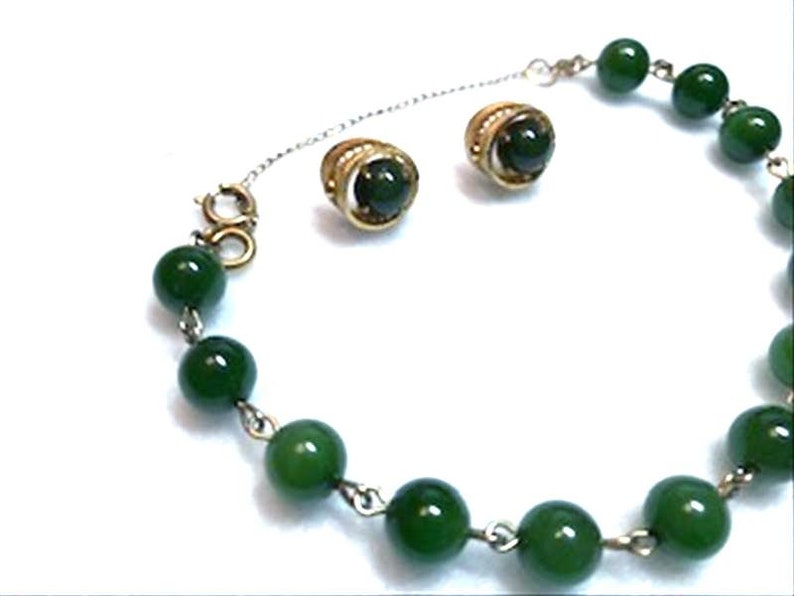 Bracelet and Earrings Set Demi-1173a-040119030 Glorious Green Jade Demi Parure