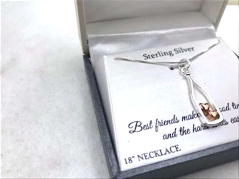 Timeless Sterling Silver Pendant 2 Hearts in a Bottle on Chain in Original Box Best Friends Necklace Neck-11038a-061719015