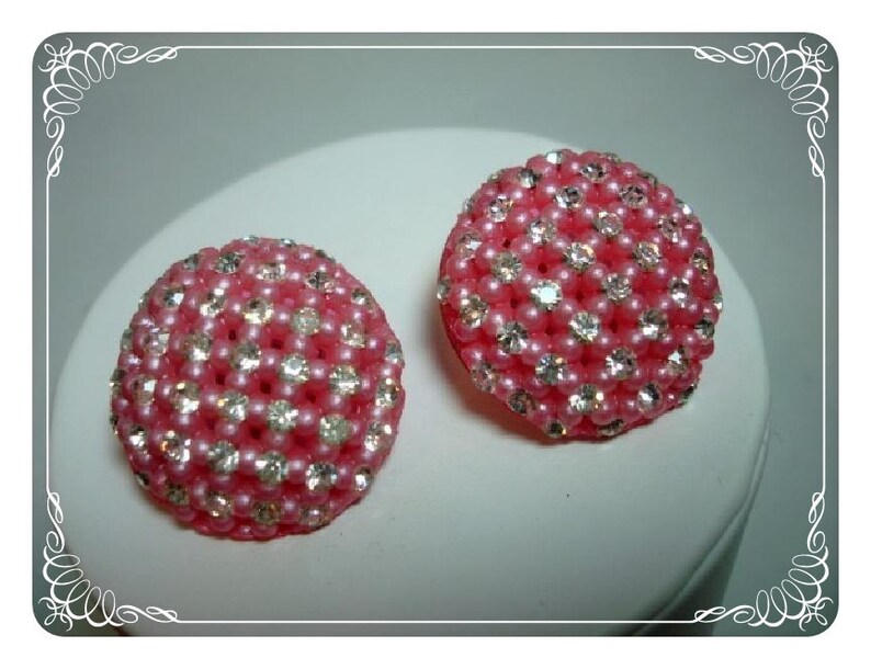 Criss Cross Pink Rhinestone clip on Button Earrings E380a-04081200