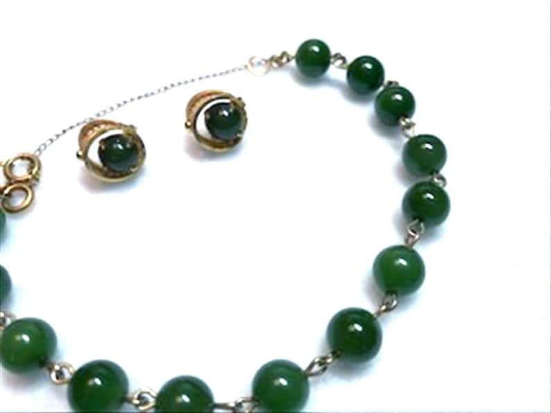 Bracelet and Earrings Set Demi-1173a-040119030 Glorious Green Jade Demi Parure