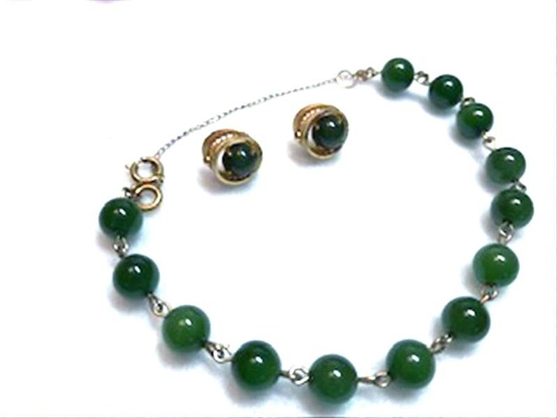 Bracelet and Earrings Set Demi-1173a-040119030 Glorious Green Jade Demi Parure