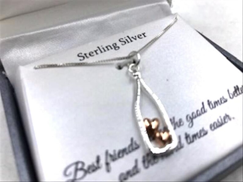 Timeless Sterling Silver Pendant 2 Hearts in a Bottle on Chain in Original Box Best Friends Necklace Neck-11038a-061719015