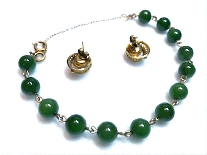 Bracelet and Earrings Set Demi-1173a-040119030 Glorious Green Jade Demi Parure