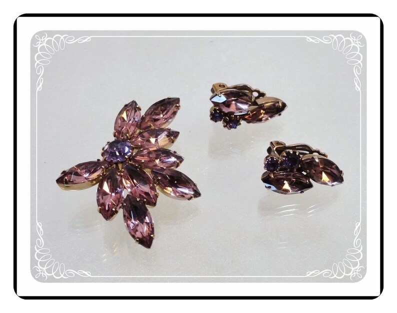 Amethyst Brooch Set Vintage Purple Rhinestones Demi-1604a-121012000