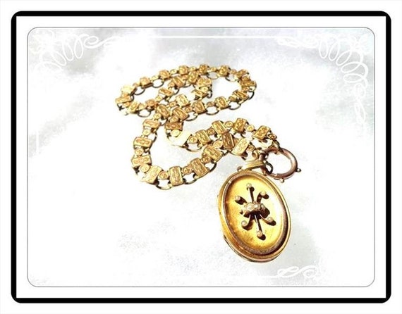 Victorian Rolled Gold Book Chain & Oval Locket w S
