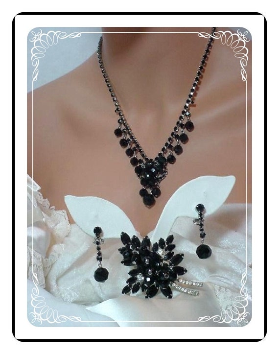 Juliana Black Parure - Bewitching Rhinestones and