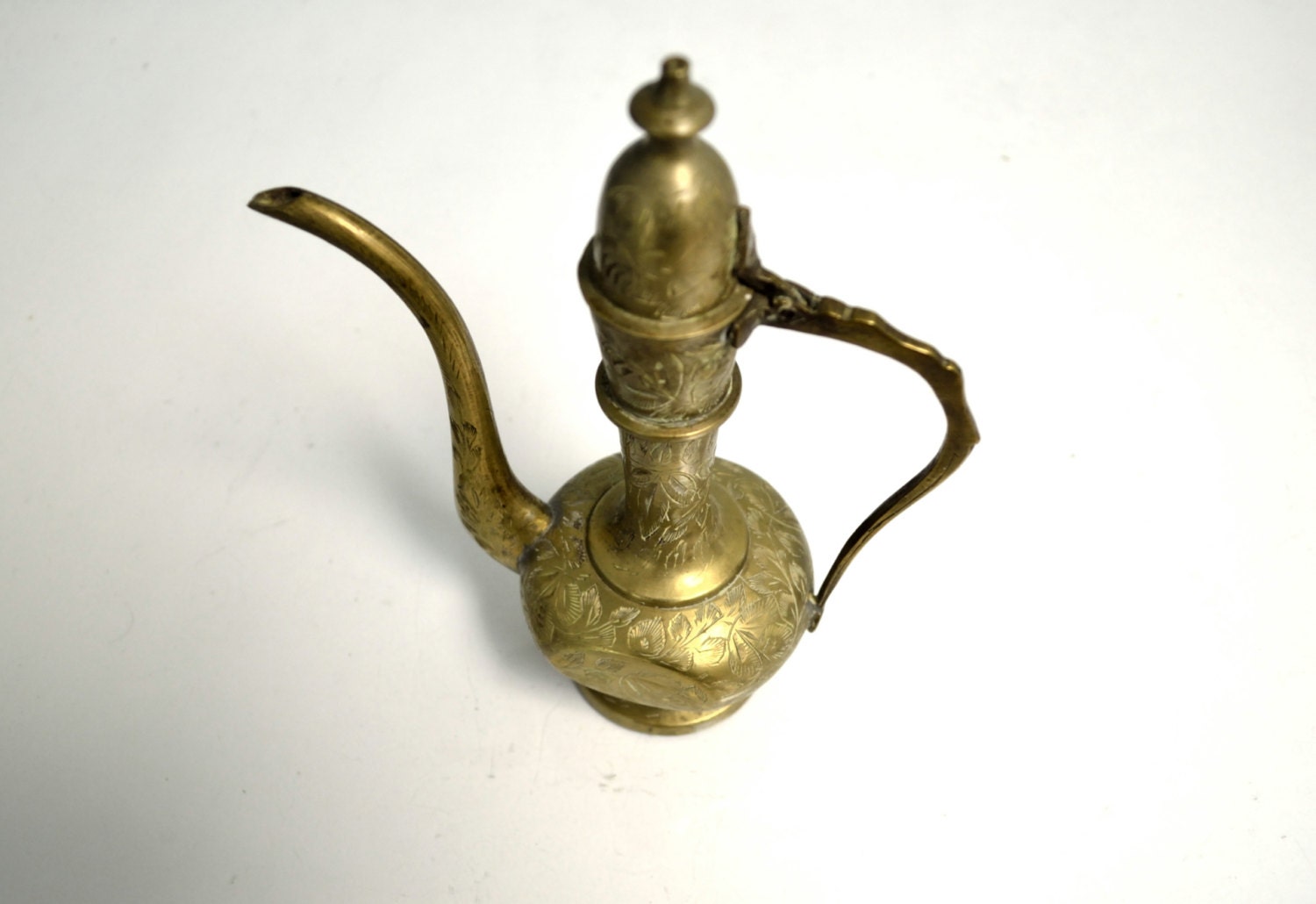 Brass Teapot Vintage from India Brass Water Pitcher Engraved Etsy