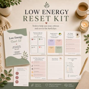 ADHD Low Energy Reset Kit | Executive Dysfunction Planner | Burnout Recovery Workbook | Mental Load Printable