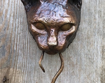 Cat Door Knocker Bronze Sculpture