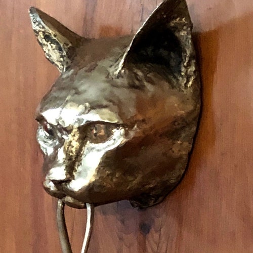 Cat Door Knocker Bronze Etsy