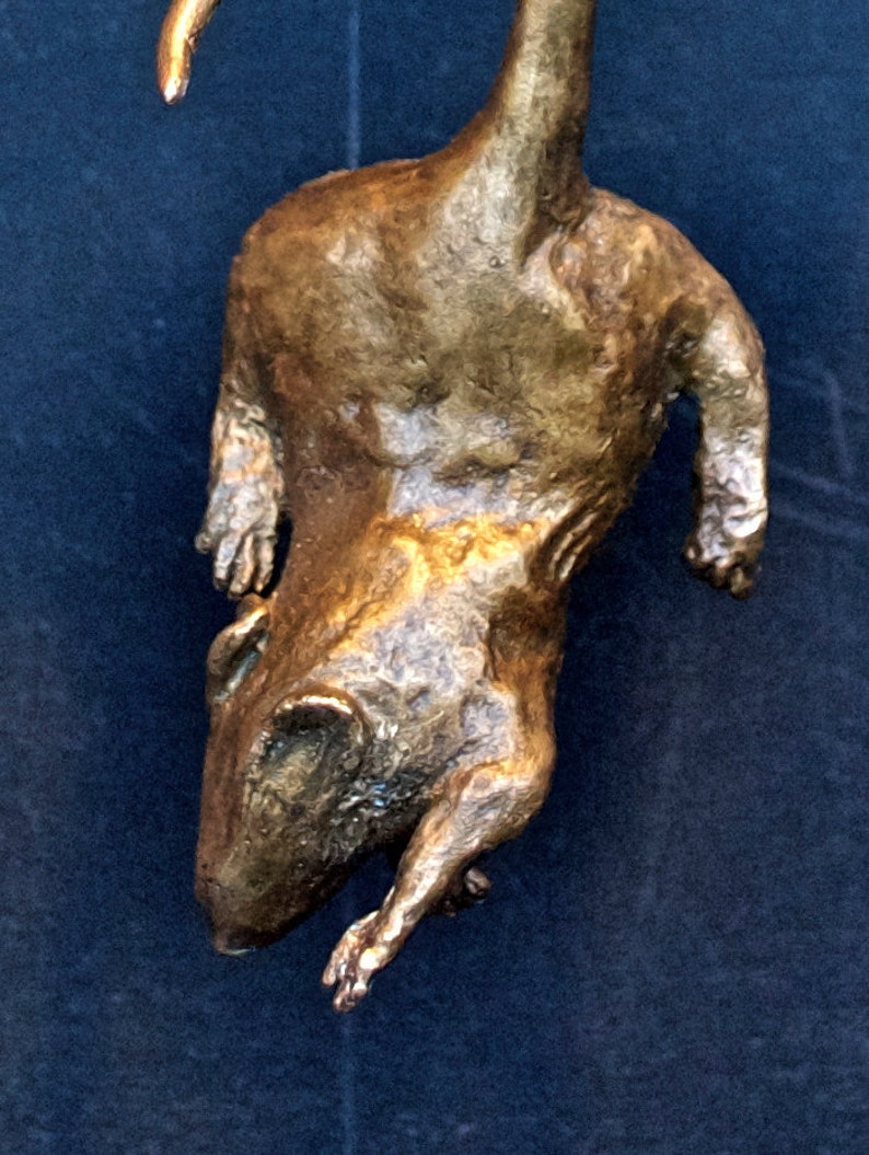 Cat Door Knocker Bronze Sculpture Longhair image 3