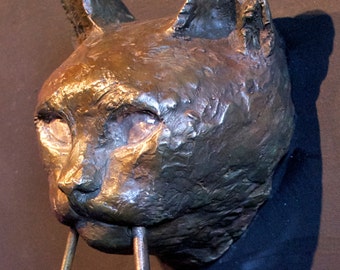 Cat Door Knocker Bronze Sculpture